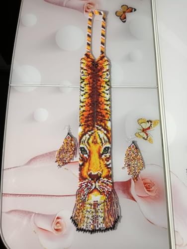 Gerdan ucraniano de cuentas hecho a mano con diseño de tigre multicolor 3