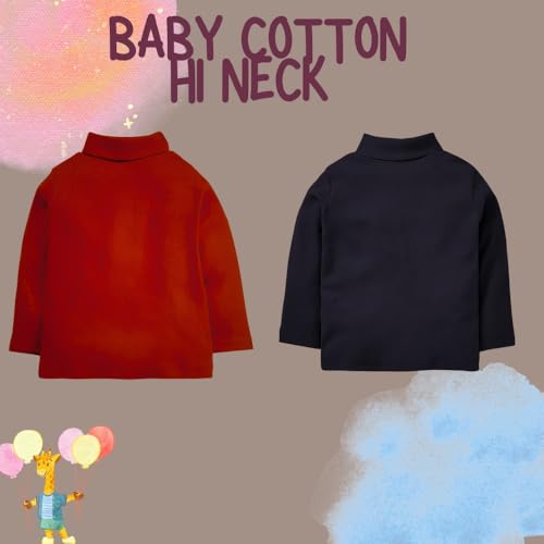 Image of REVOLTEK Boy's and Girl's 100% Cotton Full Sleeve Turtle High Neck T-Shirts Pack of 2