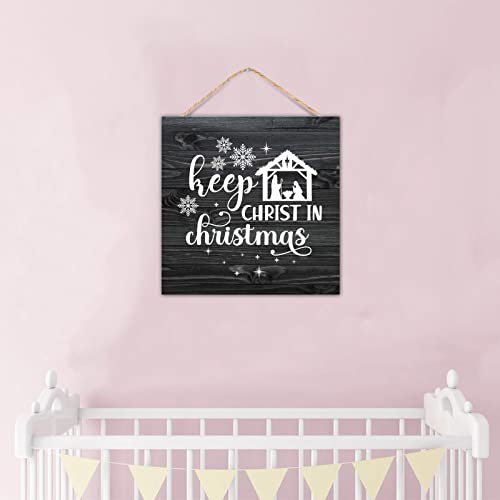 Panneau mural bois Keep Christ in Christmas 30cm pour salon