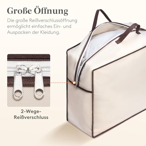 Lifewit 75L Aufbewahrungstasche mit Verstärkten Griffen, 3 Stück Kleidung, Atmungsaktive, XXL Bettdecken Aufbewahrung mit 2 Reißverschluss, Aufbewahrung für Kissen, Bettwäsche & Decken