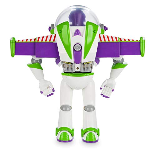 disney store official buzz lightyear interactive talking action figure from toy story features 10 english phrases interacts with other figures and toys