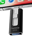 Unidad flash USB 4 en 1 de 16 GB, funciona con iOS, Android, PC, transferencia rápida USB-C de fotos, videos y archivos, memoria para copia de seguridad y uso compartido (negro)