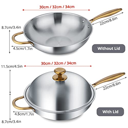 Wok de acero inoxidable 304 sin recubrimiento 34 cm miniatura 3