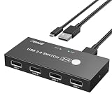 PWAY USB 2.0 Switch, USB Switcher Selector 2 Computers Sharing 4 USB2.0 Ports, KVM Switch Devices Peripheral Hub for Keyboard Mouse Printer Scanner Compatible with Windows Mac Linux