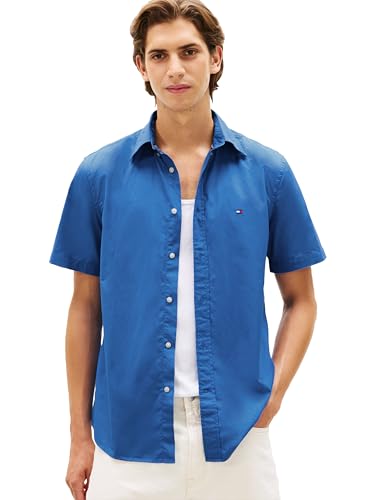 Image of Tommy Hilfiger Men's Short Sleeve Poplin Shirts in Regular Fit, Men's Button Down Shirts