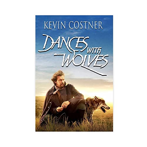 EDSC Affiche de film classique danses avec loups sur toile pour décoration de chambre à coucher, paysage sportif, décoration de bureau, chambre, cadeau sans cadre : 30 x 45 cm