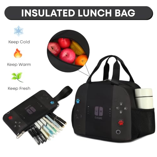 Image of 3PCS Boys Backpack for School Kids Schoolbag Teens Book Bag | Teen Boys Elementary Middle School Backpack College Student Bookbag with lunch box Children Waterproof Laptop Bag Black