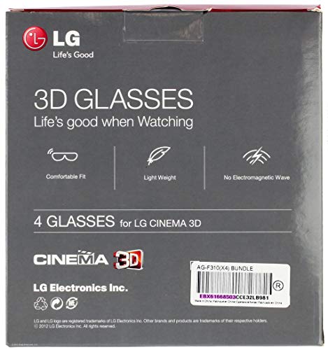 Lg Cinema 3D Glasses Ag-F310 2012 New Model 2 Pairs Black #TOP1