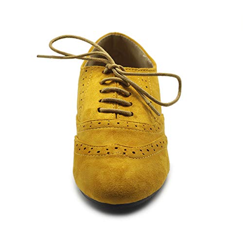 Ollio Women'S Shoes Faux Suede Classic Wingtips Lace Up Oxfords F115 (7 B(M) Us thumb #2