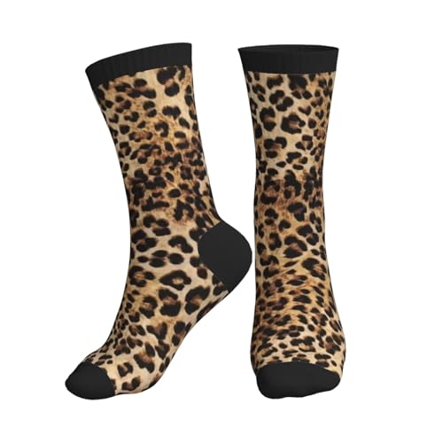 Lcokin Cheetah Leopard Print Funny Athletic Sport Novelty Crew Socks Casual Crazy Dress Socks Gifts For Men Women