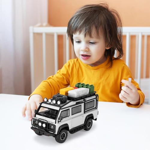 Image of FEXXA 1 /32 Compatible for Land Rover Van Model Car, Pull Back Diecast Collectible Car Toy with Sounds&Lights for Kids Boys Girls and Adults, Gift (Silver)