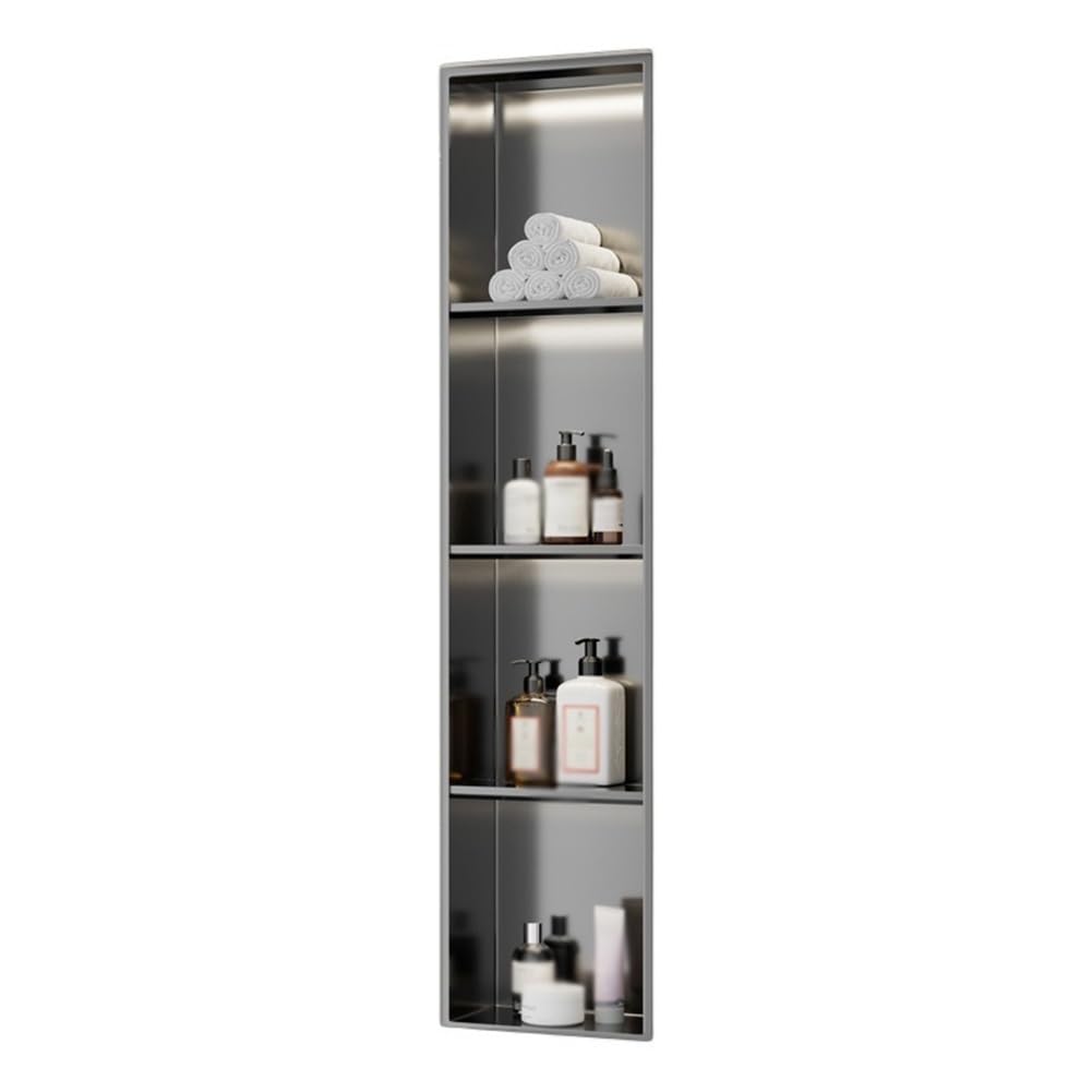 Douche murale en acier inoxydable gris led étagère de salle de bain zen
