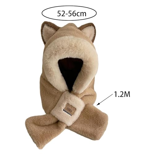 Plush Hooded Scarf Animal Hat Neck Warmer Set for Women Girls Winter Cosplay Party Valentine Gift2