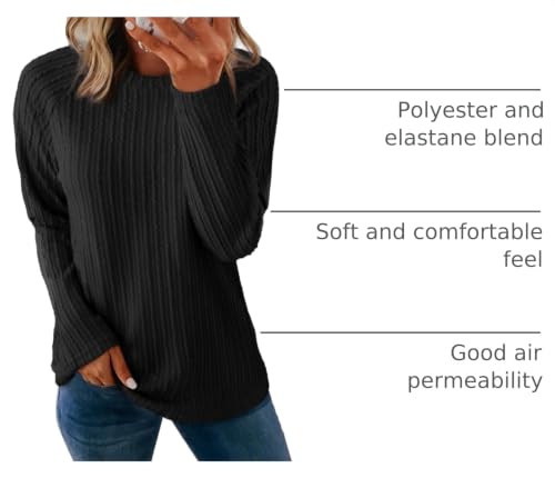 Image of Dokotoo Womens Tops Long Sleeve Lightweight Shirts 2026 Spring Fashion Clothing Trendy Tops Crewneck Knit Basic Tee