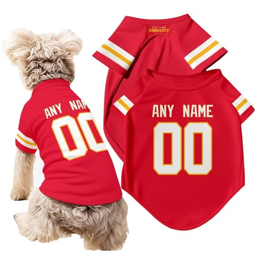 ANTKING Kansas Dog T-Shirt Pet Clothes Jersey for Dogs Custom Name and Number Gifts