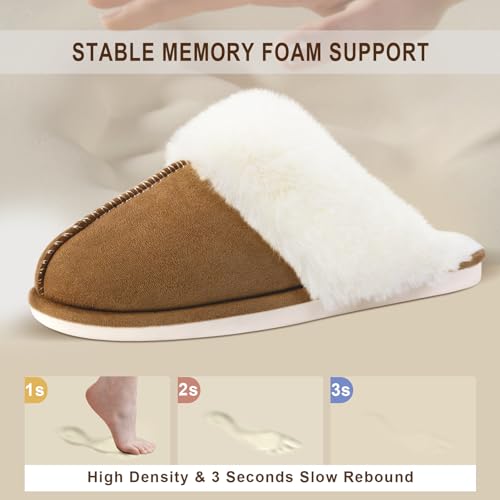 Parlovable Women Slippers with Memory Foam, Fuzzy Warm Bedroom House Shoes, Fluffy Winter Indoor Outdoor Anti-Skid Sole4