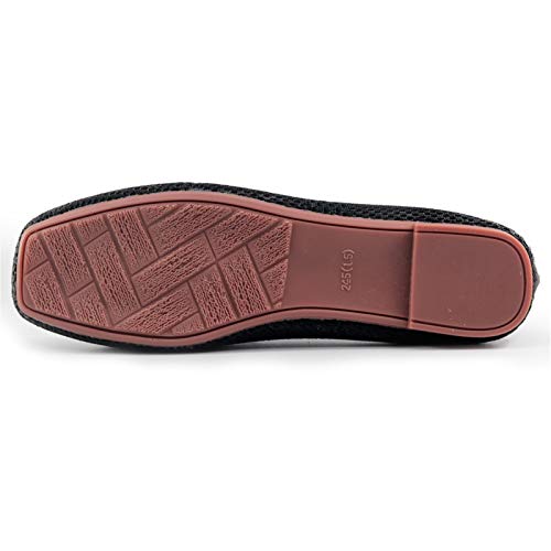 Image of RVROVIC Women Flat Shoes Knitted Lightweight Slip-on Loafers Breathable Soft Comfortable Ballet Flats(7,Pure-Black)