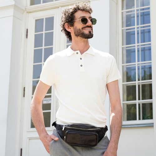 Image of Time Resistance Leather Waist Pack - Belly Bag, Belt Bag, Fanny Pack - Handmade in Italy (Black)