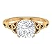 3,25 anello di fidanzamento del solitario moissanite, anello di fidanzamento della moissanite a cuscino da 8 mm, anello d'oro celtico moissanite per donne, 14K Oro giallo, Misura: 48.00
