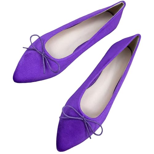 TN TANGNEST Faux Suede Pointy Toe Bowtie Bowknot Flat Shoes Fashion Comfort Wedding Dressy Ballets Flats