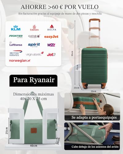 COOLIFE Maleta de cabina solución de equipaje para evitar recargos 2