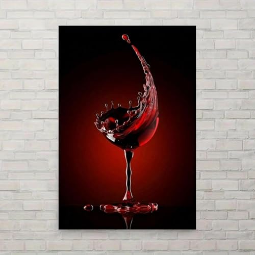 Toile d'art liquide rouge abstrait grand format 70x100cm peinture contemporaine au trésor