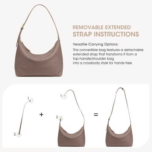 Image of Kattee Meduim Leather Hobo Bags for Women, Soft Genuine Leather Crossbody Handbags Shoulder Purse for Work Casual