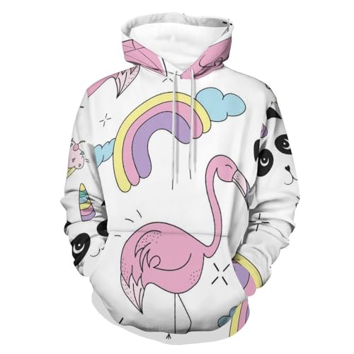 Hoodie panda arc-en-ciel ample pour éviter le froid matinal
