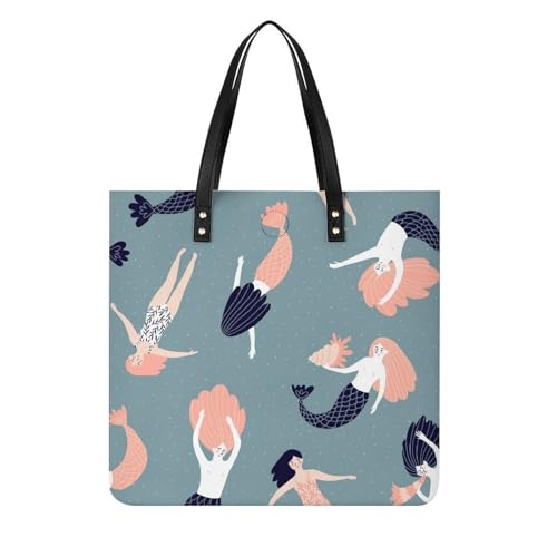 Tote bag pour voyage motif sirène | Sac à main femme grand format