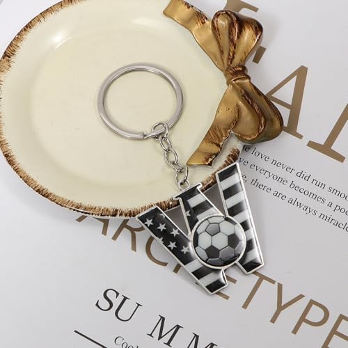 Bag Charms Initial A-Z Letter Keychain Bag Charm Soccer Keychain for Handbags Sports Bag
