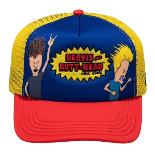 Image of Odd Sox - Beavis and Butt-Head MTV Logo Trucker Hat - High Profile Snapback Baseball Cap with Mesh Back, Foam Front, Adjustable Fit, 90s Cartoon Gift for Fans