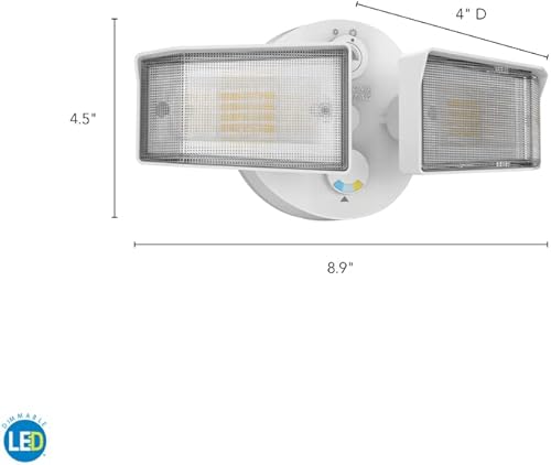 Miniatura 10 de Lithonia Lighting HGX LED 2SH ALO SWW2 120 PE WH M2 HomeGuard - Reflector LED de seguridad para exteriores, salida de luz ajustable, CCT conmutable,