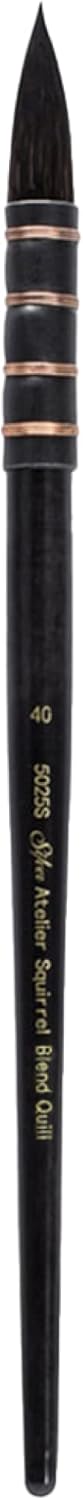 Silver Brush Limited 5025S Silver Atelier Synthetic and Squirrel Hair Quill Brush, Short Handle, Size 40