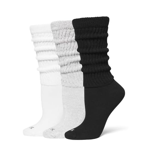 HUE Women's Slouch Socks, Slouchy Socks for Women (3-Pack), White/lt.Char Heather/Black