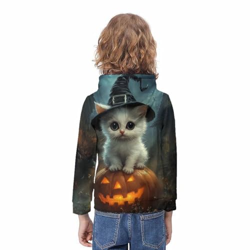 Sweat à capuche 3D chat sorcière pull mignon cadeau idéal pour ado 12-14 ans - 3