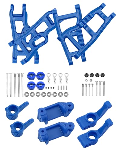 Rcarmumb Upgrades Part for 1/10 Slash 2WD,Plastic Front Rear Suspension Arm,Caster Block,Steering Blocks,Rear Stub Axle Carriers Part Set for Slash 2WD,Navy Blue