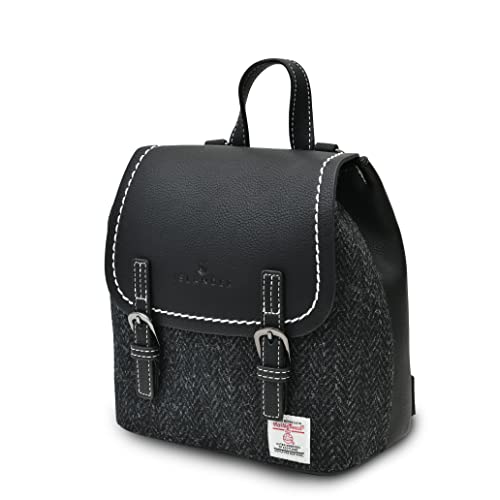 Harris tweed The Mini Jura Backpack, Black Herringbone, Mini3