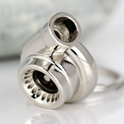 Image of maycom Spinning Turbo Keychain Keyring Turbocharger Turbine Key Chain Ring Keyrings (Polished Silver)