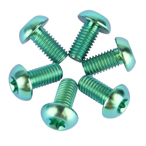 Image of 6PCS Titanium Bike Screw M5x10mm Bicycle Disc Brakes Rotor Bolts Torx T25 Head (Green)