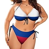 MAIPHUONGANH Russian Flag Bikini Set Large Swimwear Beach Women's