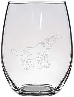 Pot Smoking Pals Howling Wolf Bong - Laser Engraved Stemless Wine Glasses