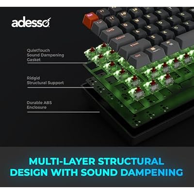 Adesso EasyTouch 1100 Wired/Wireless/Bluetooth Multi-OS Illuminated Mechanical VIA Compact Keyboard with Copilot Ai Hotkey