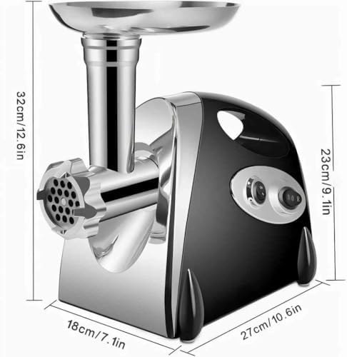 Bild 2 - Elektrischer Fleischwolf und Wurstmacher, 2800 W Fleischwolf und Wurststecker, Rotiert Vorwärts und Rückwärts, mit 3 Verschiedenen Schneidplatten, Wurst und Kubbe Set (Schwarz)