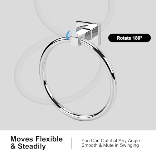 Ntipox 5 Pieces Polished Chrome Bathroom Hardware Accessories Set,Stainless Steel 23.6" Hand Towel Bar Set, Toilet Paper Holder, Towel Ring ,Towel Rack Set Silver - Image 3