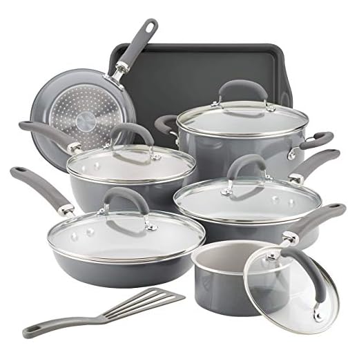 Rachael Ray Create Delicious Nonstick Cookware Pots and Pans Set, 13 Piece, Gray Shimmer