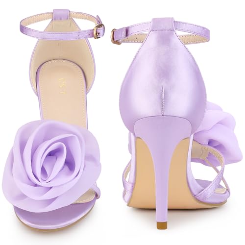 Perphy Flower Satin Sandal Ankle Strap Stiletto Heel Flowers Sandals for Women2