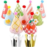 inxens Party Hats for Kids, Birthday Hats for Stuffed Animals, Small Colorful Cone Celebration Caps, Toddler Mini Crown Pack 9+2, Paper Happy Holiday Decorations, Assorted Festive Birthday Supplies