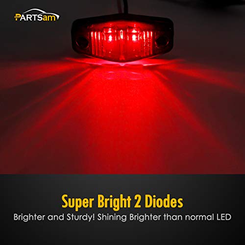 Image of Partsam 2X 12V Submersible Square Led Trailer Lights Smoke Lens, 1X Trailer ID Light Bar, 4 Amber + 2 Red Universal Smoked Side Marker Trailer Light Surface Mount 2 Diodes