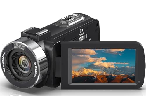 PITIKI 4K Videokamera, HD 80MP Camcorder f&uuml;r YouTube,30FPS Webcam IR Nachtsicht Vlogging Kamera,18X Digitalzoom 3,0 270&deg;IPS Bildschirm Video Camera mit SD Karte, 2 Batterien, und Fernbedienung