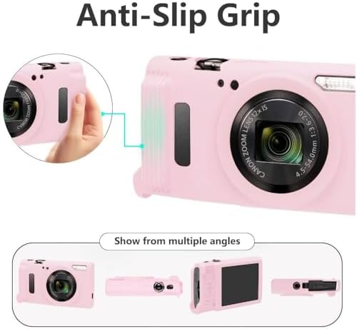 Tedubax Silicone Case for Canon PowerShot ELPH 360/IXY 650 with Screen Protector and Lanyard,Soft Anti-Scratch Camera Cover,Slim Carrying Protective Camera Body Skin Sleeve - Pink